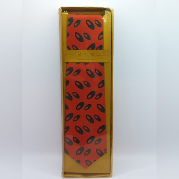 Vintage Red and Blue Hand woven 100% Thai silk Tie in original box - Picture 5 of 5